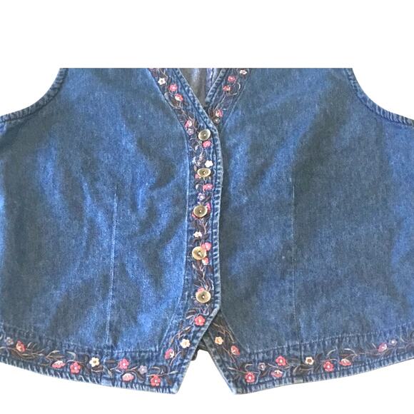 Northern Reflections Denim Vest, Vintage, Embroidered, Large - Picture 3 of 6